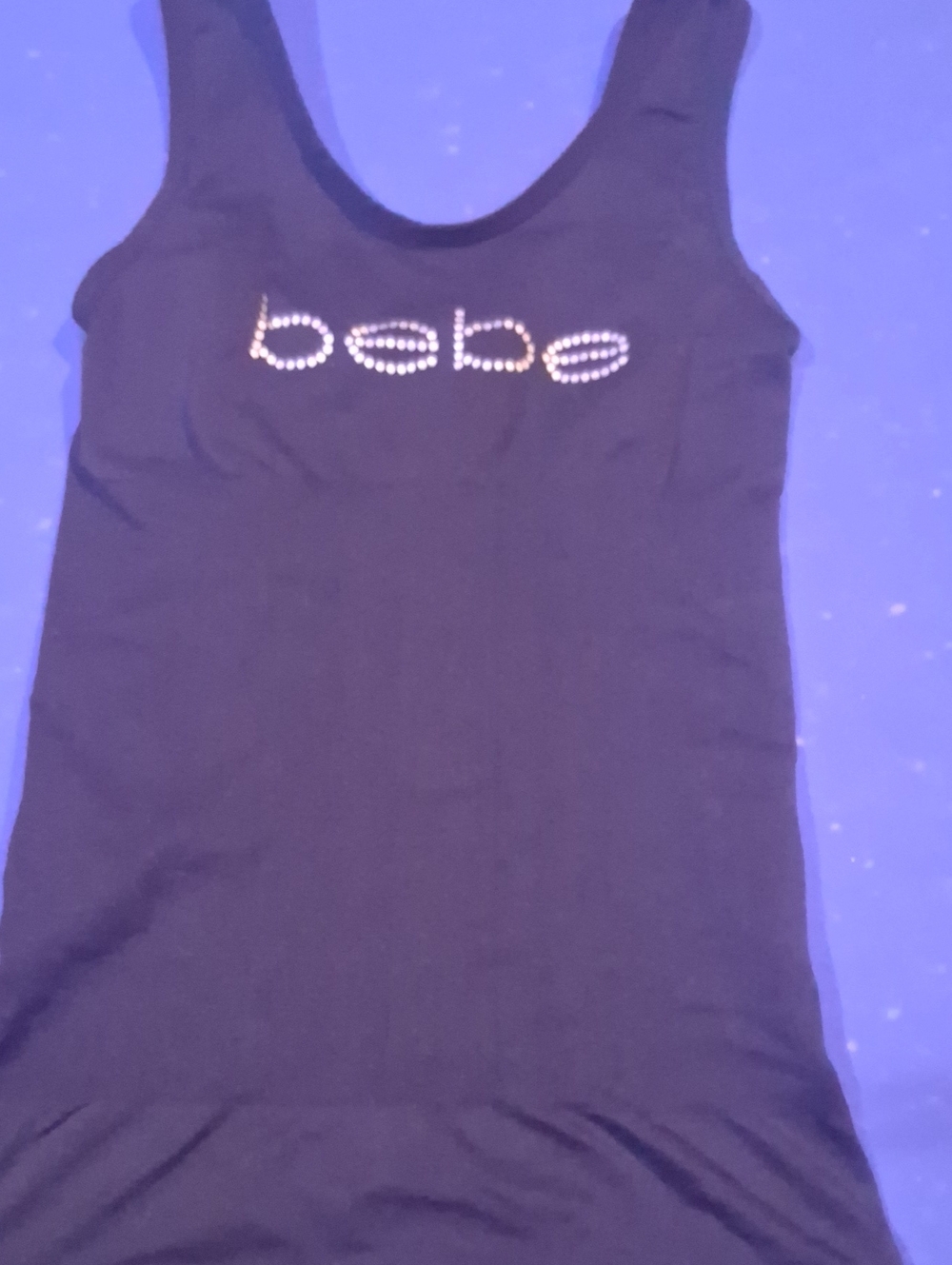 bebe Black Tank with Rhinestone Logo